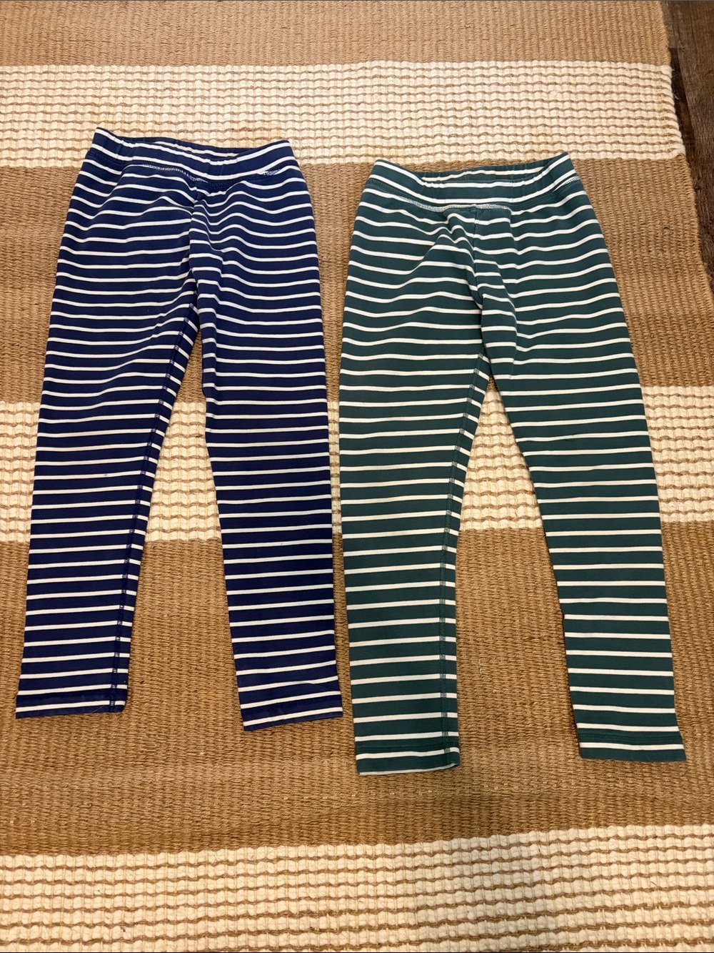 Hanna Andersson Navy & Green Striped Kids Leggings